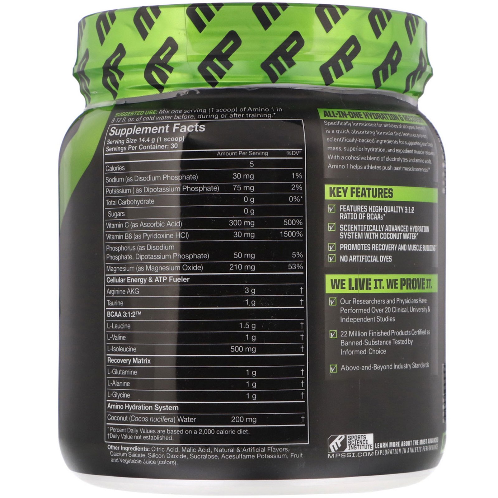 MusclePharm, Amino1, Hydrate + Recover, Cherry Limeade, 15.24 oz (432 g) - Imagem 2