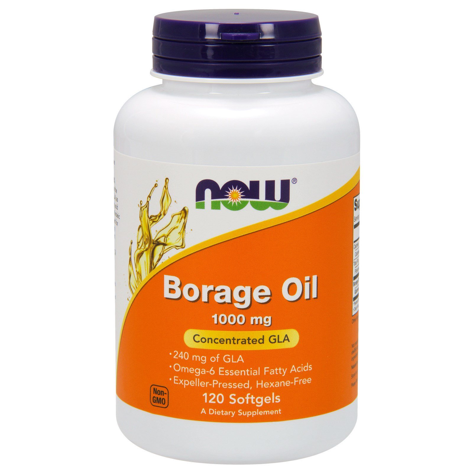 Now Foods, Óleo de Borragem, Concentração de GLA, 1.000 mg, 120 Cápsulas Softgel