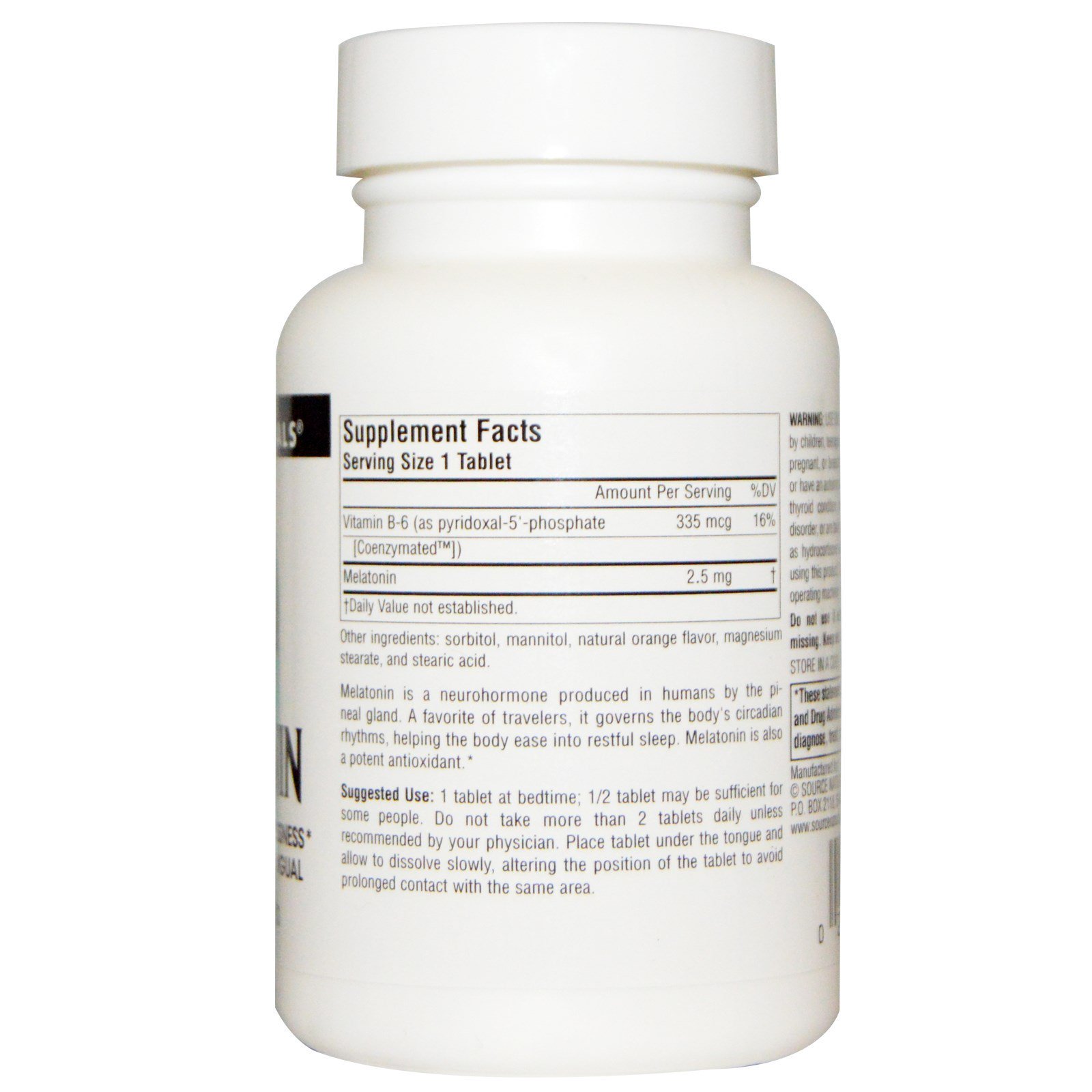 Source Naturals, Melatonina, Laranja, 2,5 mg, 240 Pastilhas - Imagem 2