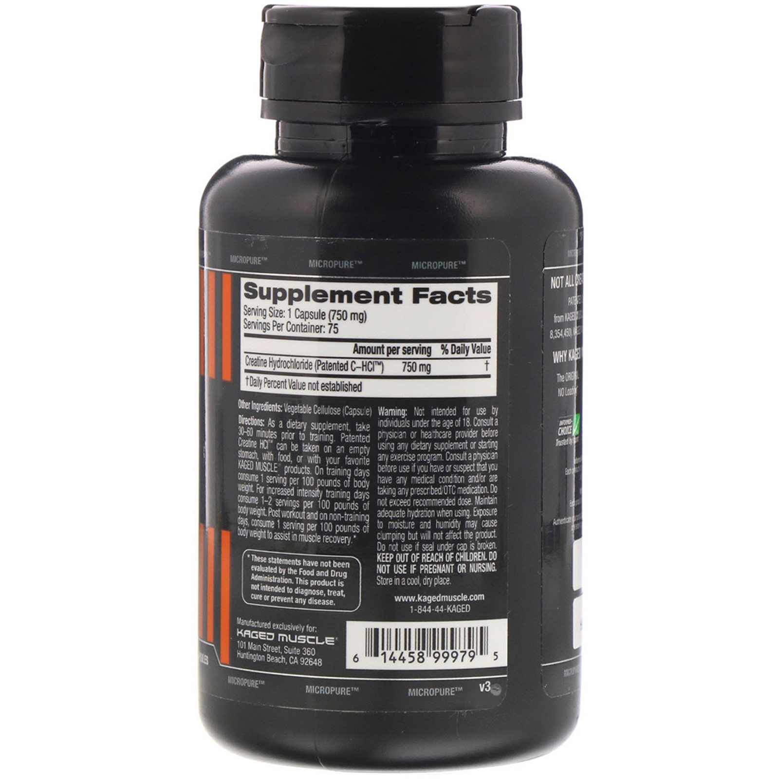 Kaged Muscle, C-HCI Patenteado, 75 Cápsulas Vegetais - Imagem 2