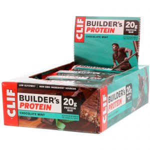 Clif Bar, Builder's Protein Bar, Hortelã Chocolate, 12 Barras, 68 g (2,40 oz) Cada