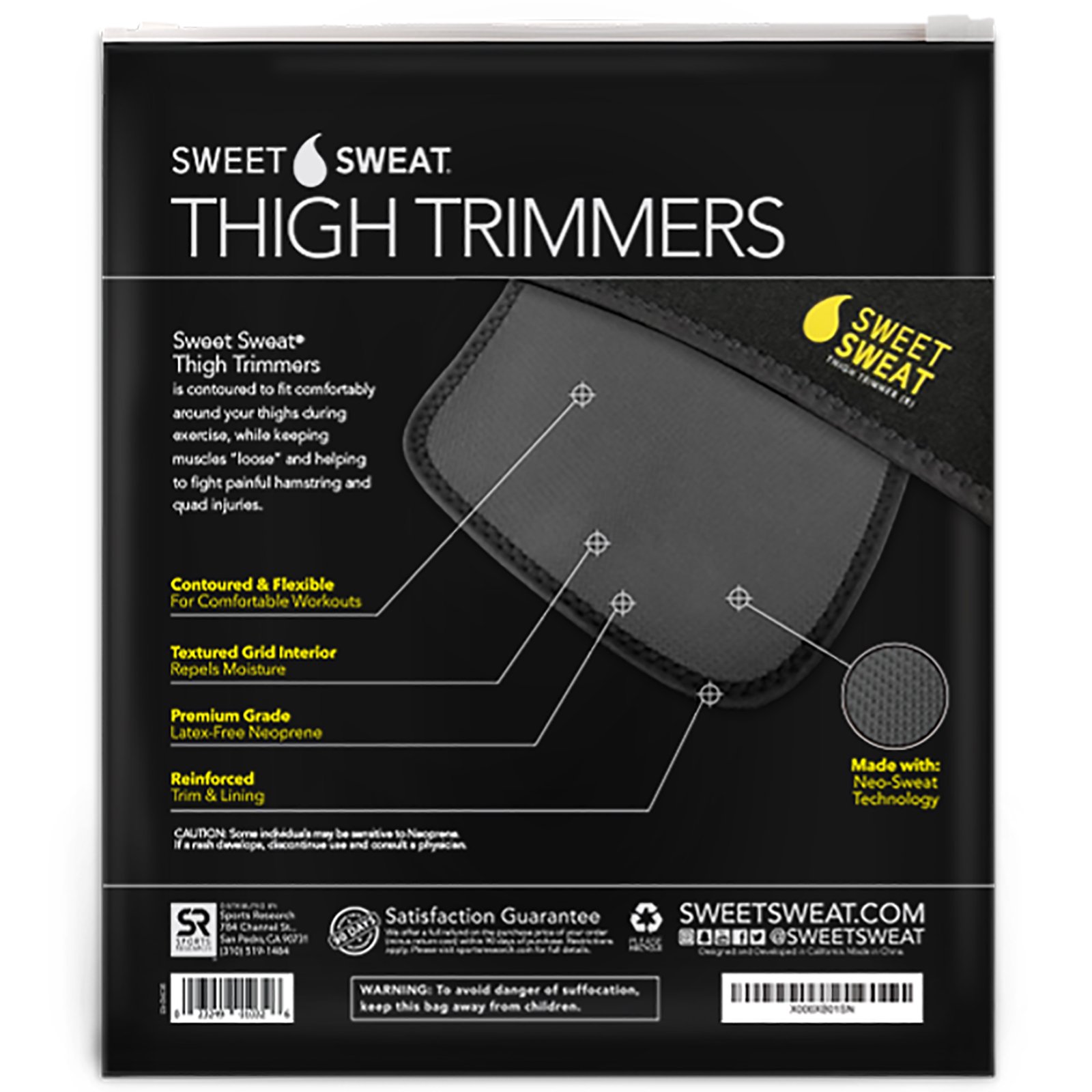 Sports Research, Sweet Sweat Thigh Trimmers, Medium, Yellow, 1 Pair - Imagem 2