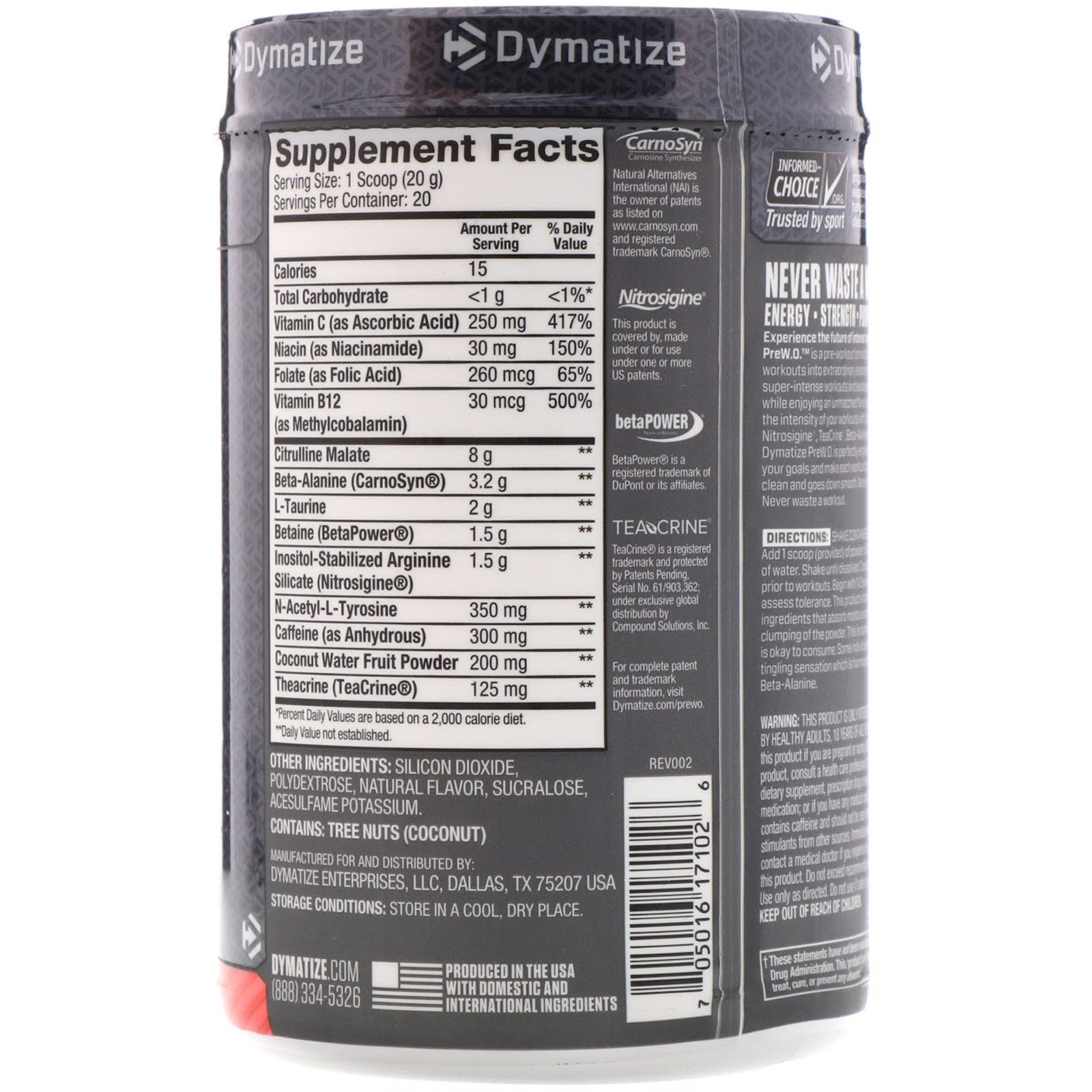 Dymatize Nutrition, Pré-treino, Fusão de Frutas Geladas, 14,11 oz (400 g) - Imagem 2