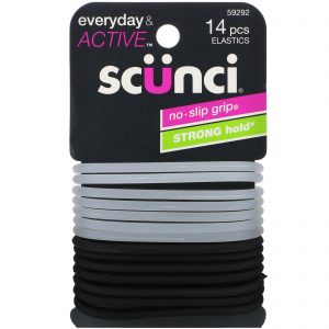 Scunci, Elásticos No Slip Grip Everyday & Active, mantêm os cabelos presos firmemente, 14 peças
