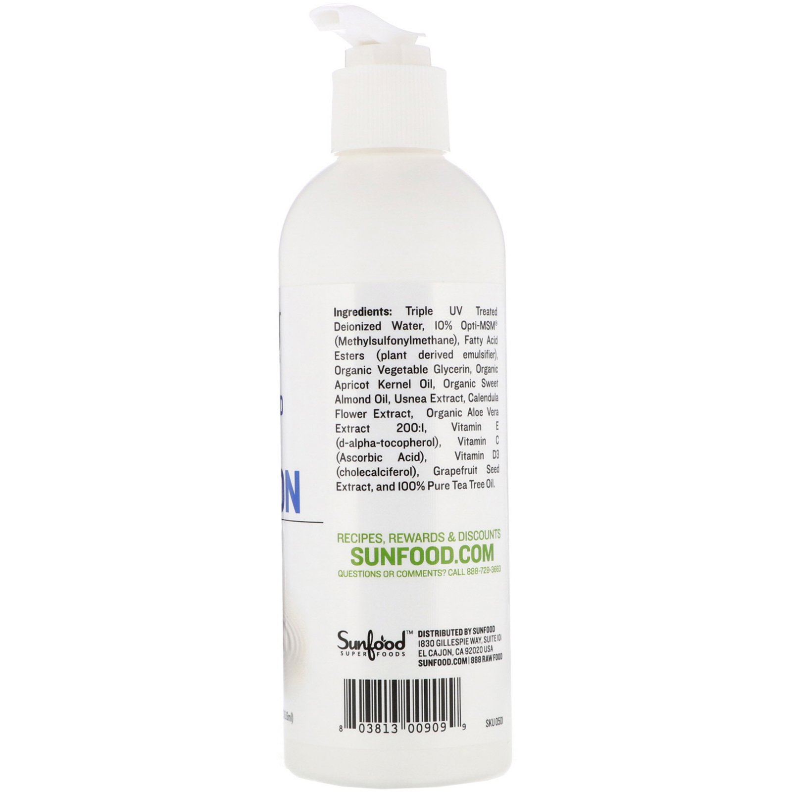 Sunfood, Loção de MSM, Creme Hidratante Sem Aroma, 236,6 ml (8 fl oz) - Imagem 2