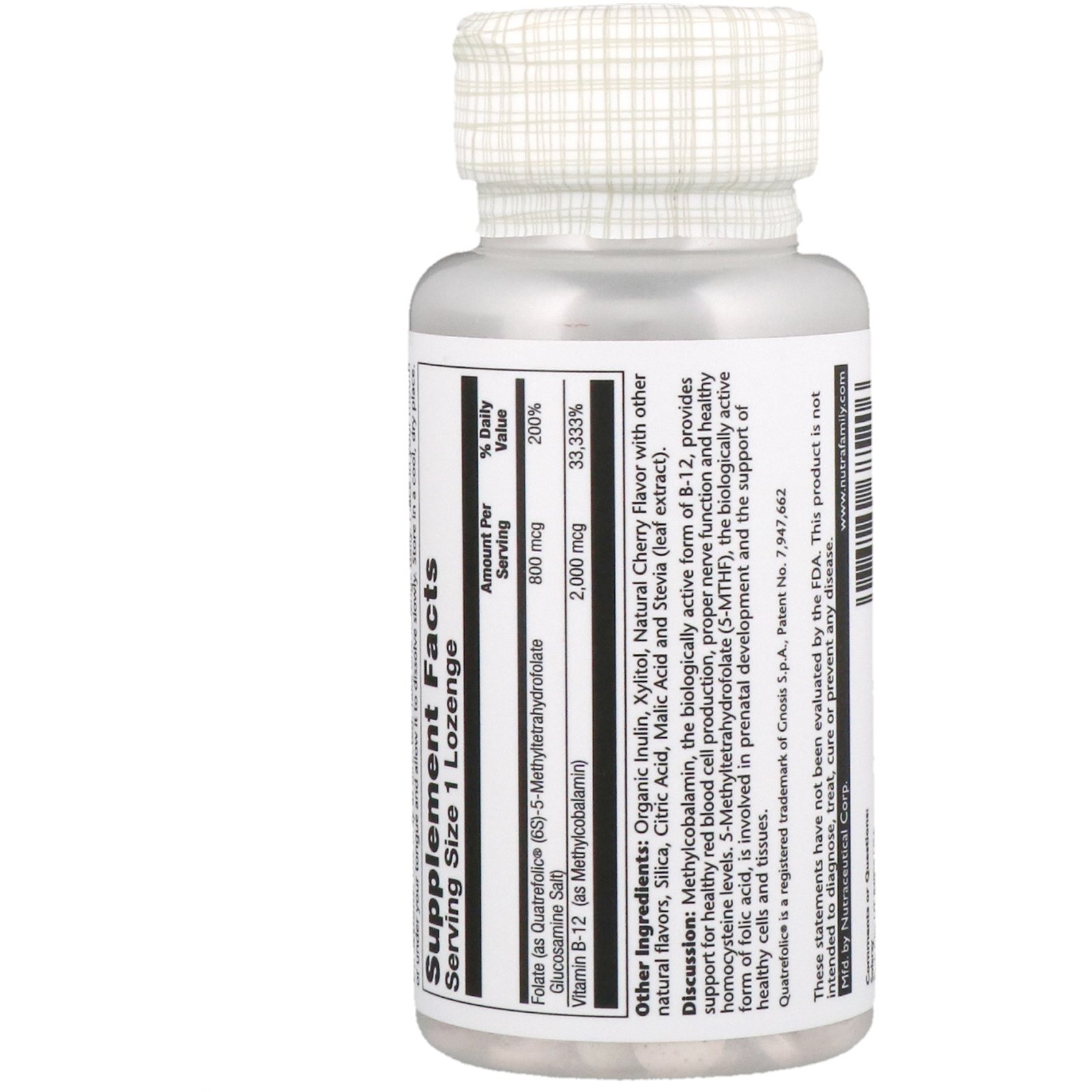 Solaray, Metil B-12 e Metilfolato, Sabor Natural de Cereja, 60 Pastilhas - Imagem 2