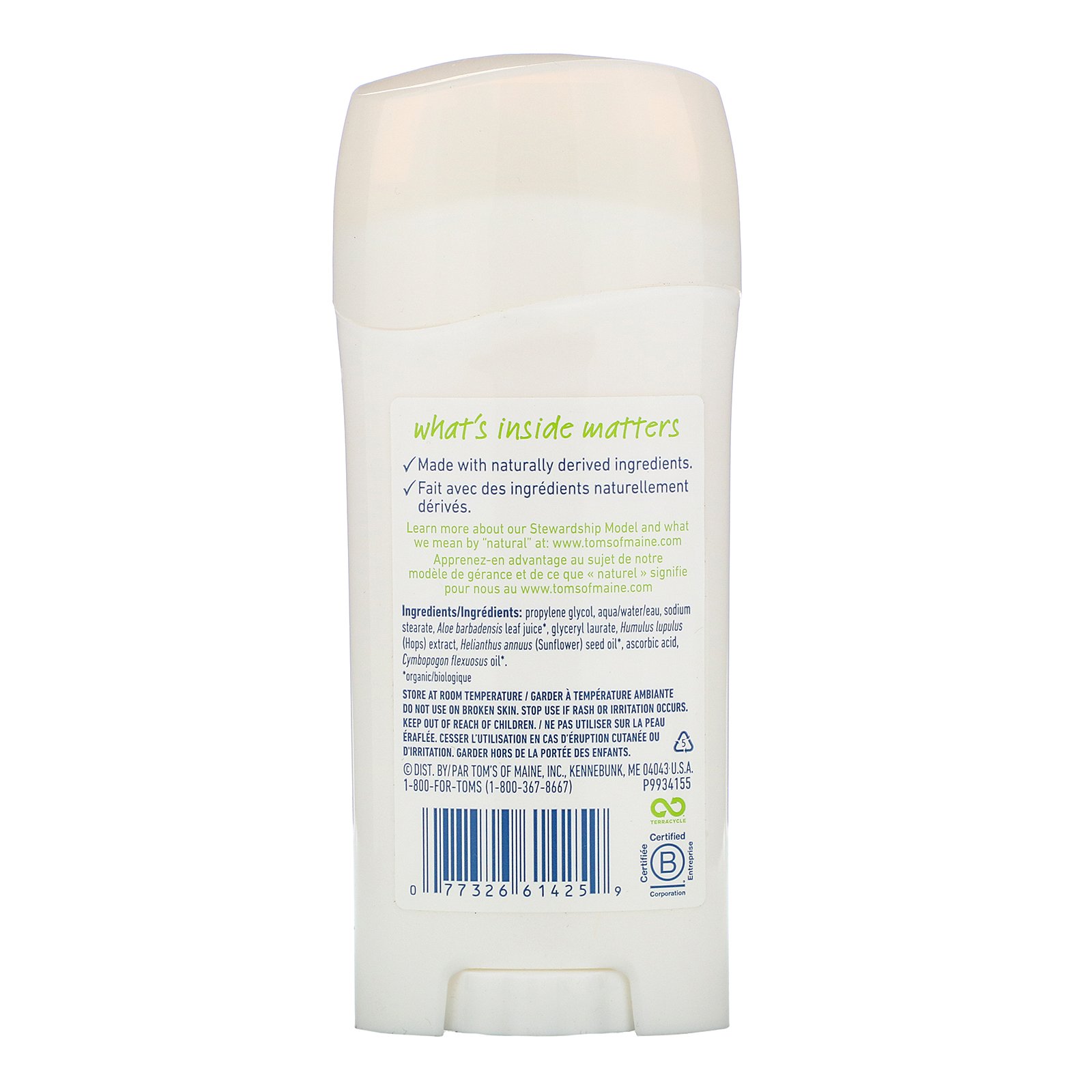 Tom's of Maine, Desodorante natural de longa duração, sem perfume, 2.25 oz (64 g) - Imagem 2