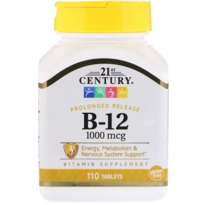 21st Century, B-12, Liberação Prolongada, 1.000 mcg, 110 Comprimidos
