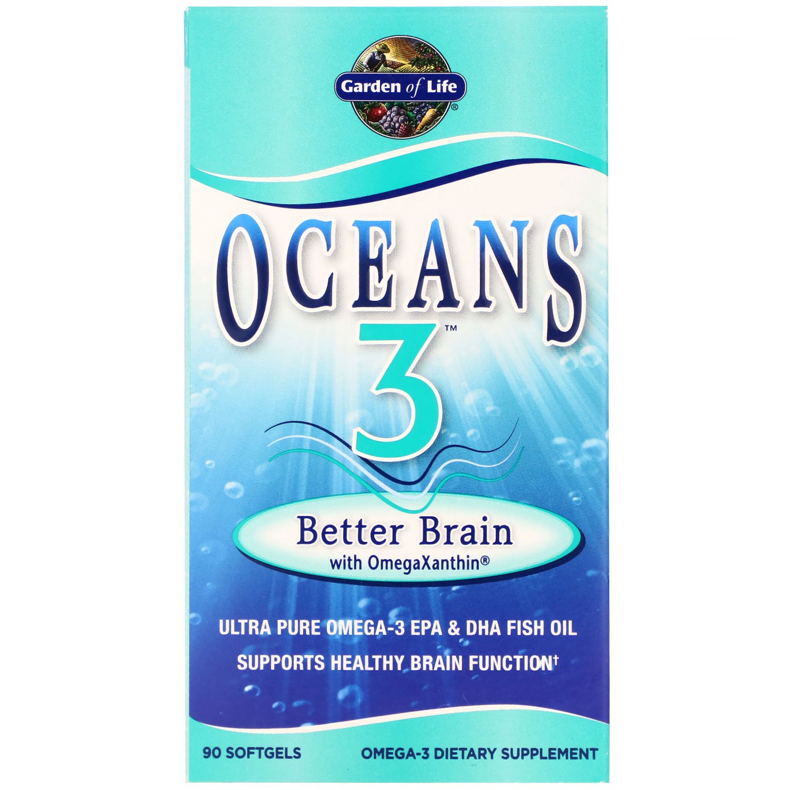 Garden of Life, Oceans 3, Better Brain with OmegaXanthin, 90 Cápsulas Softgel