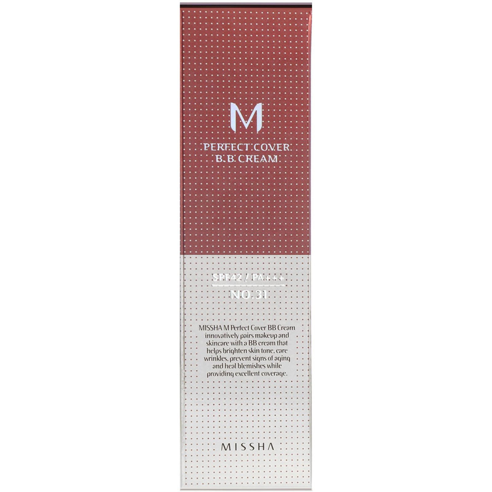 Missha, Perfect Cover BB Cream, SPF 42 PA +++, Nº 31 Bege Dourado, 50 ml - Imagem 2