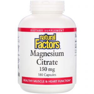 Natural Factors, Citrato de Magnésio, 150 mg, 180 Cápsulas
