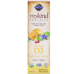 Garden of Life, MyKind Organics, Spray Orgânico de Vitamina D3 Vegana, Baunilha, 1.000 UI, 58 ml (2 oz)