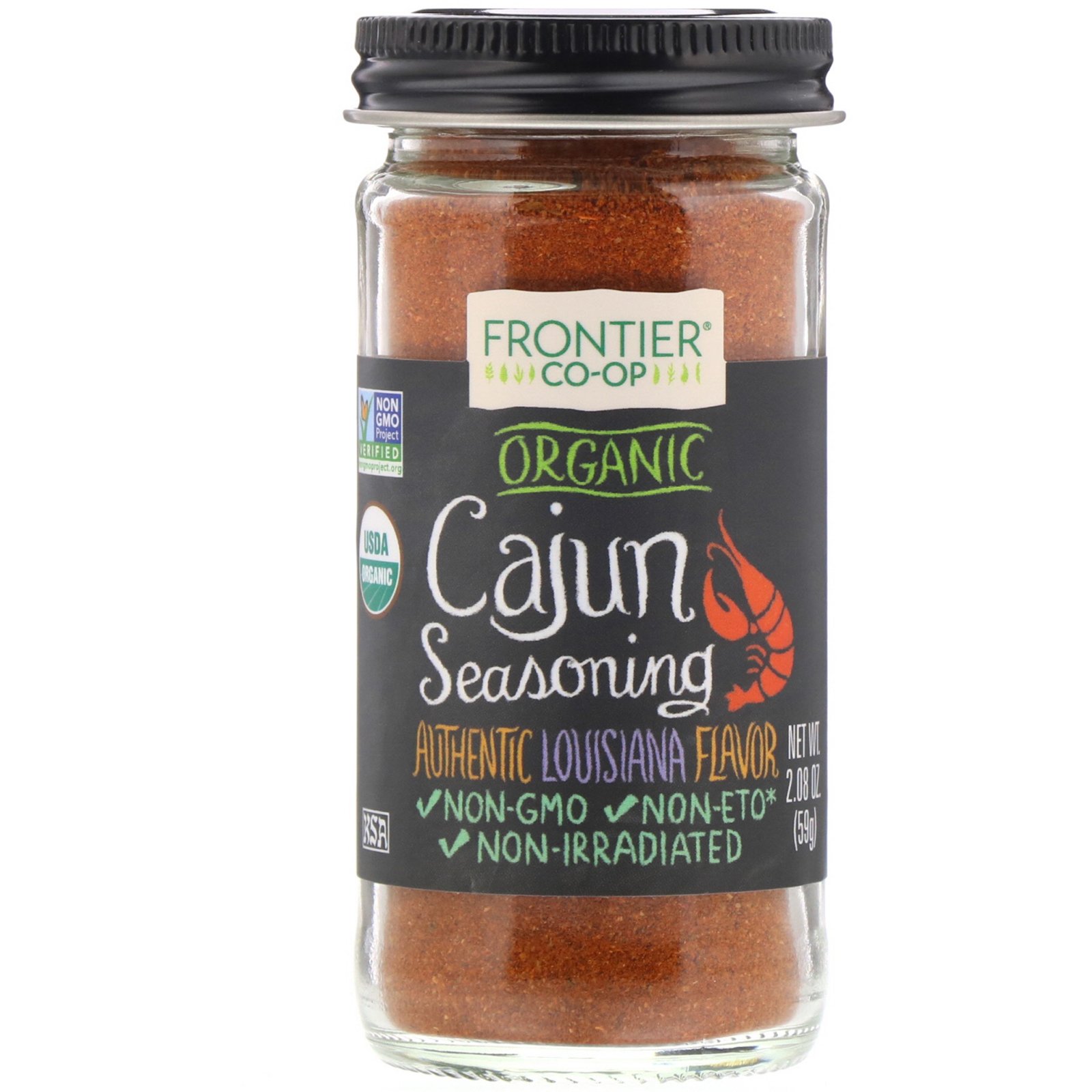 Frontier Natural Products, Tempero Cajun Orgânico, Sabor de Louisiana, 2.08 onças (59 g)