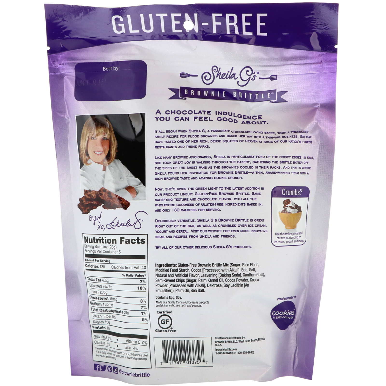 Sheila G's, Brownie Brittle, Gluten-Free, Dark Chocolate Sea Salt, 5 oz (142 g) - Imagem 2
