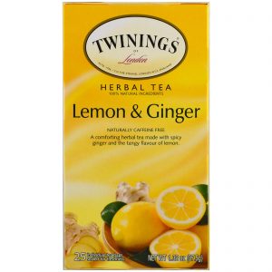 Twinings, Chá de Ervas, Limão e Gengibre, Sem Cafeína, 25 Saquinhos, 37,5 g (1,32 oz)