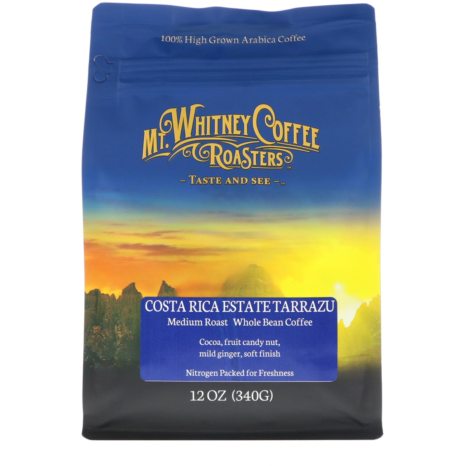 Mt. Whitney Coffee Roasters, Costa Rica Estate Tarrazu, Tostado Médio Plus, Café de Grão Integral, 340 g