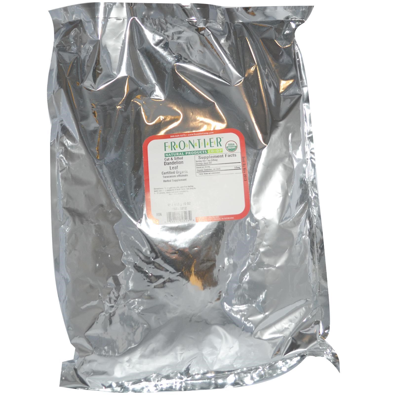 Frontier Natural Products, Folha Orgânica Cortada & Peneirada de Dente-de-Leão, 16 oz (453 g) - Imagem 2