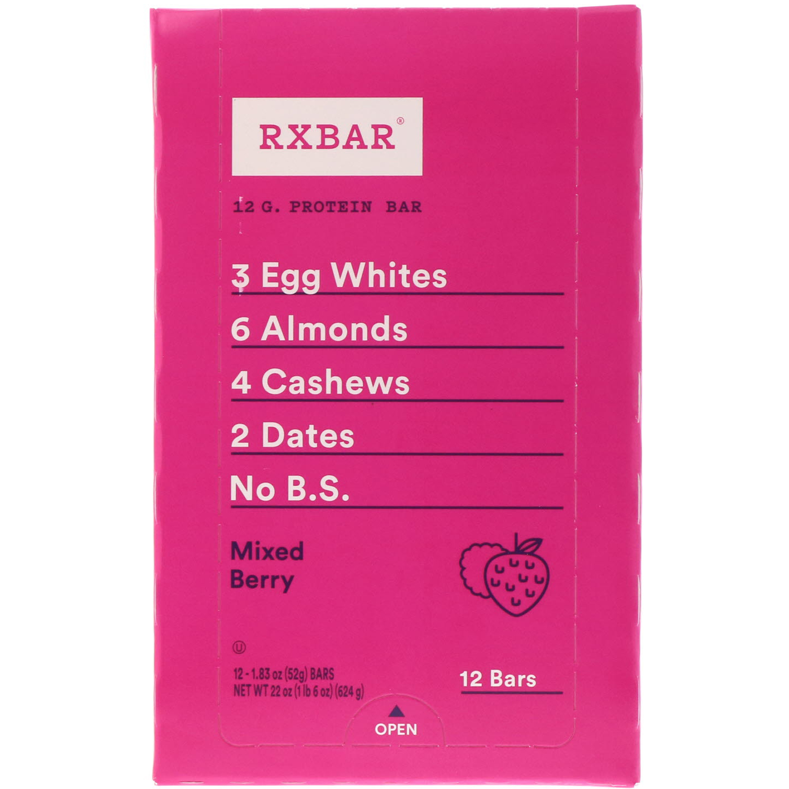 RXBAR, Protein Bar, Mixed Berry, 12 Bars, 1.83 oz (52 g) Each - Imagem 2