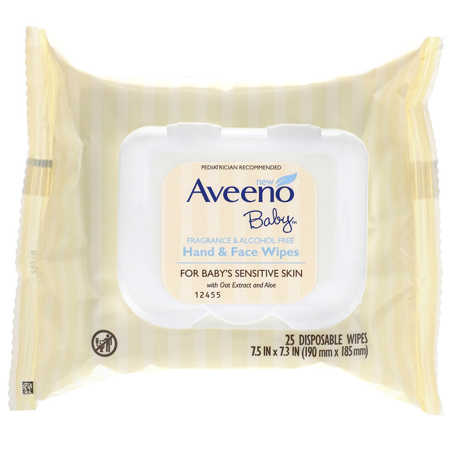 Aveeno, Lenços Umedecidos para Mãos e Rosto do Bebê, 25 Lenços Umedecidos Descartáveis