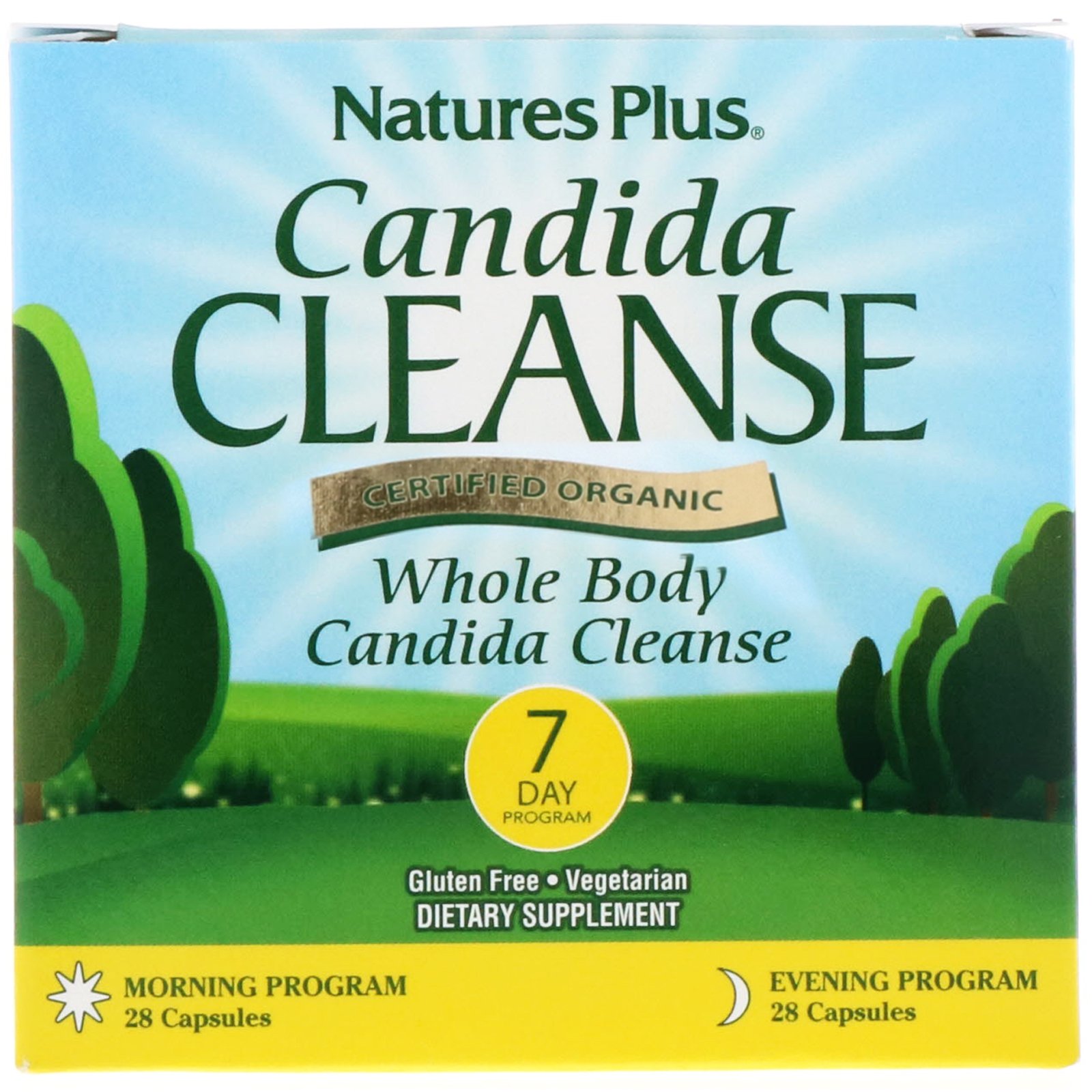 Nature's Plus, Combate à Cândida, Programa de 7 Dias, 2 Frascos, 28 Cápsulas Cada