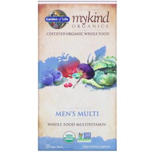 Garden of Life, MyKind Organics, Men's Multi, Multivitamínico de Alimentos Integrais para Homens, 120 Comprimidos Vegetais
