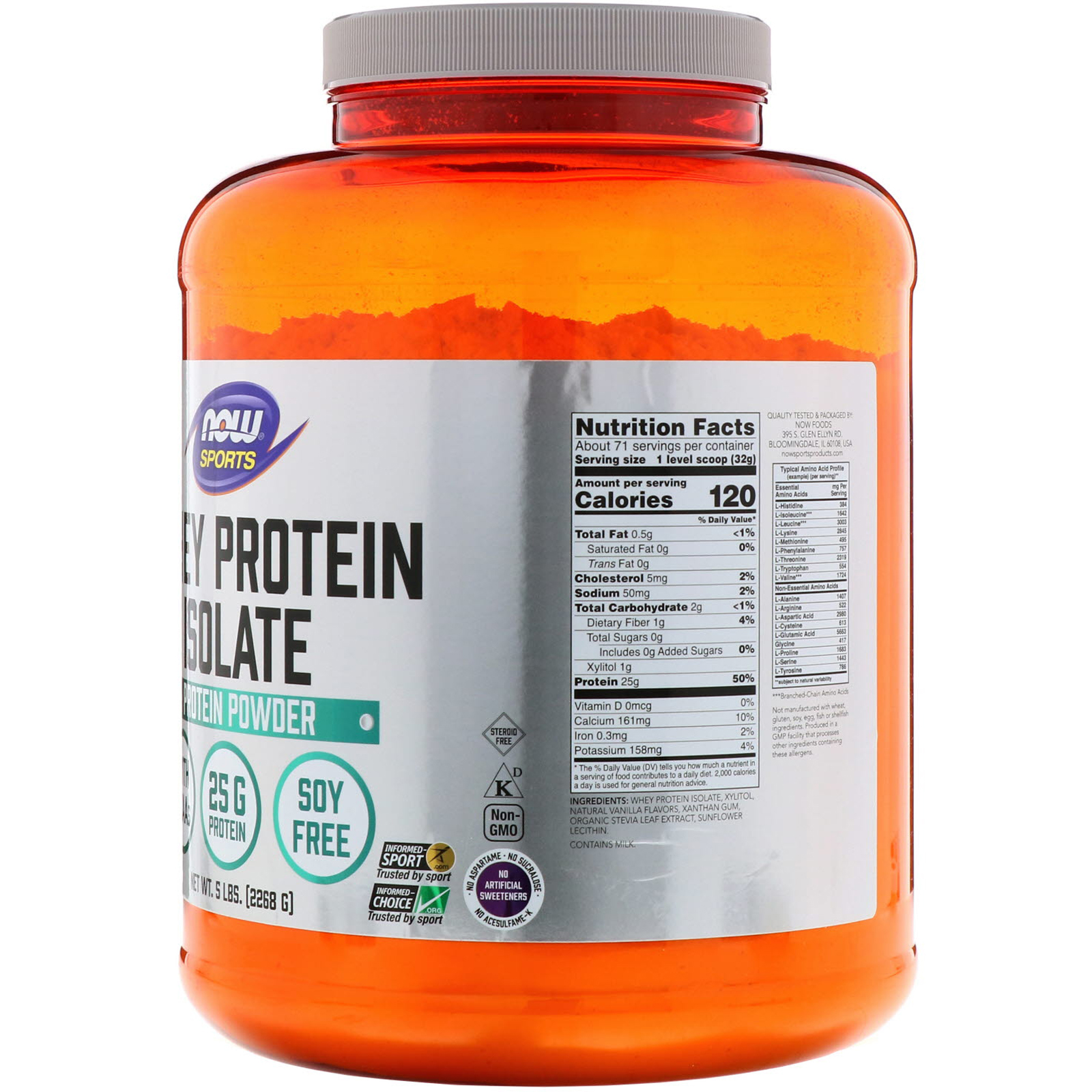 Now Foods, Sports, Isolado proteico de soro de leite, Baunilha cremosa, 2.268 g (5 lbs.) - Imagem 2