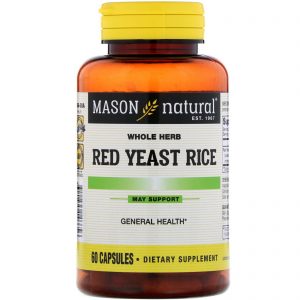 Mason Natural, Arroz Com Levedura Vermelha, 60 Cápsulas