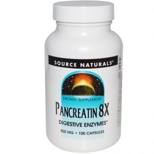 Source Naturals, Pancreatina 8X, 500 mg, 100 Cápsulas