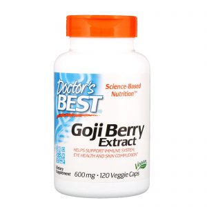 Doctor's Best, Melhor Extrato de Goji Berry, 600 mg, 120 Comprimidos Vegetarianos