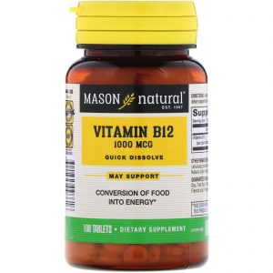 Mason Natural, Vitamina B-12, 1000 mcg, 100 comprimidos