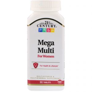21st Century, Mega Multi, Para mulheres, Multivitamínico e Multimineral, 90 comprimidos