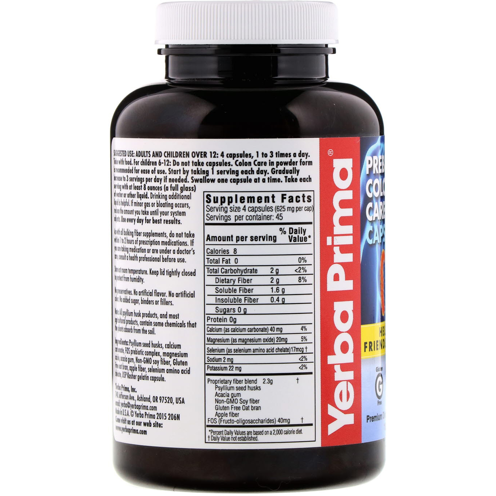 Yerba Prima, Prebiotic Colon Care, 180 Capsules - Imagem 2