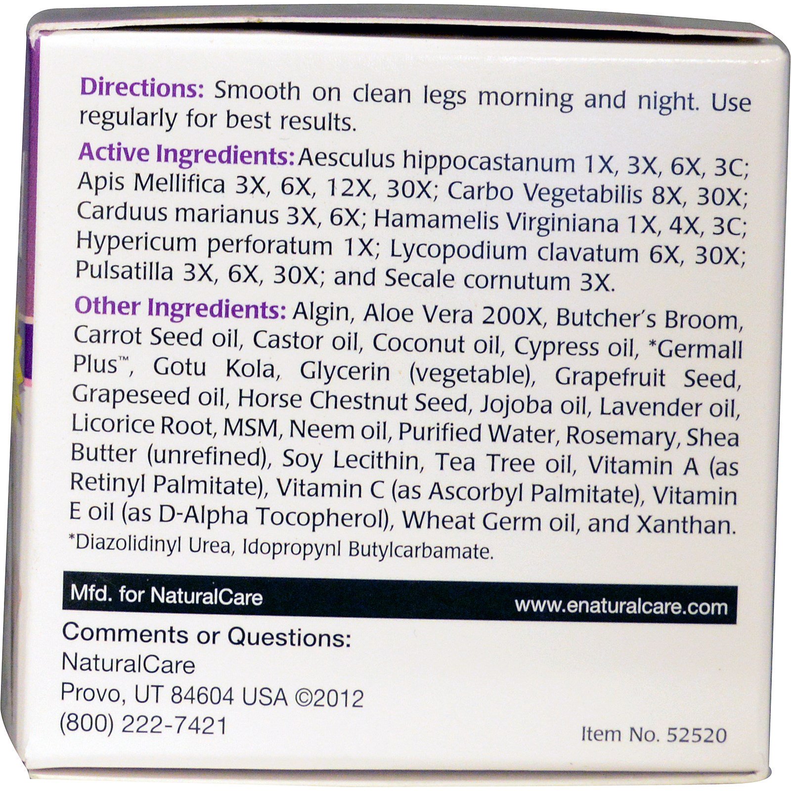 NaturalCare, Creme Ultra Vein-Gard, 2,25 oz (64 g) - Imagem 2