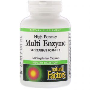 Natural Factors, Multienzimático, Alta Potência, Fórmula Vegetal, 120 Cápsulas Vegetais