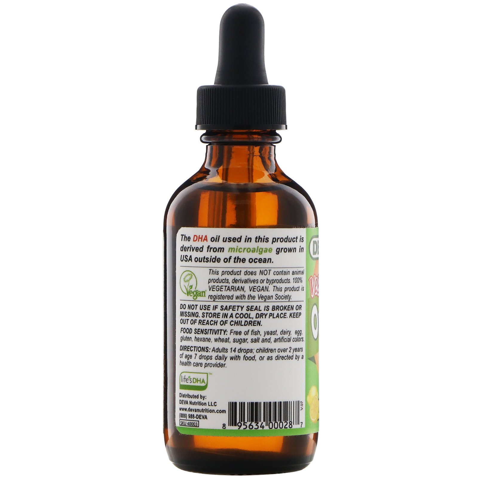 Deva, Ômega-3 DHA, Vegano, Sabor de Limão, 60 ml (2 fl oz) - Imagem 3