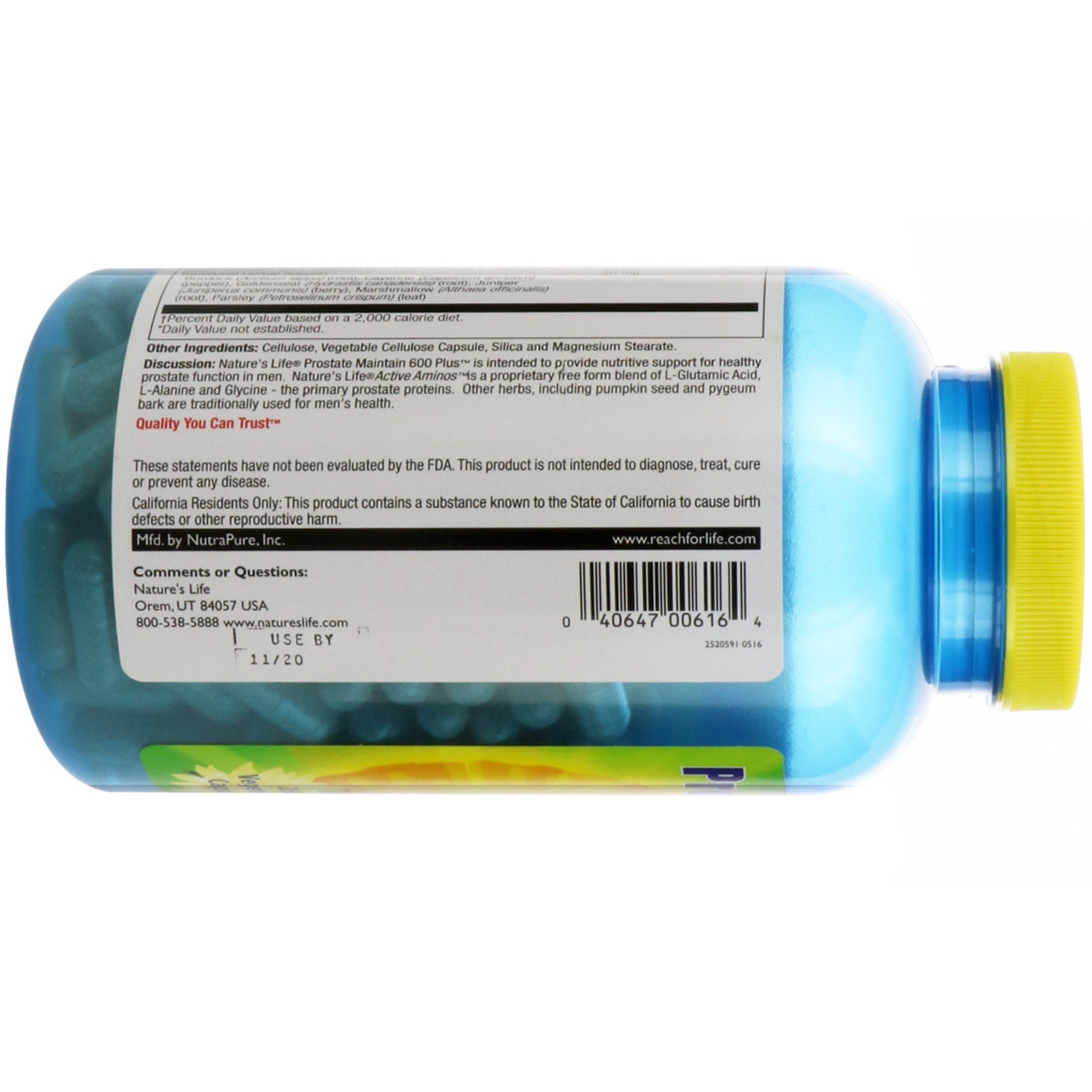 Nature's Life, Prostate Maintain 600 Plus, 250 Cápsulas Vegetarianas - Imagem 3
