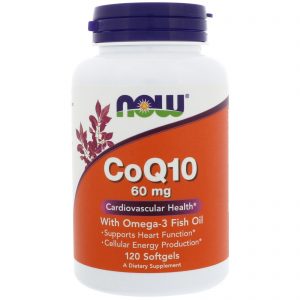 Now Foods, CoQ10 com Óleo de Peixe com Ômega-3, 60 mg, 120 Cápsulas Softgel