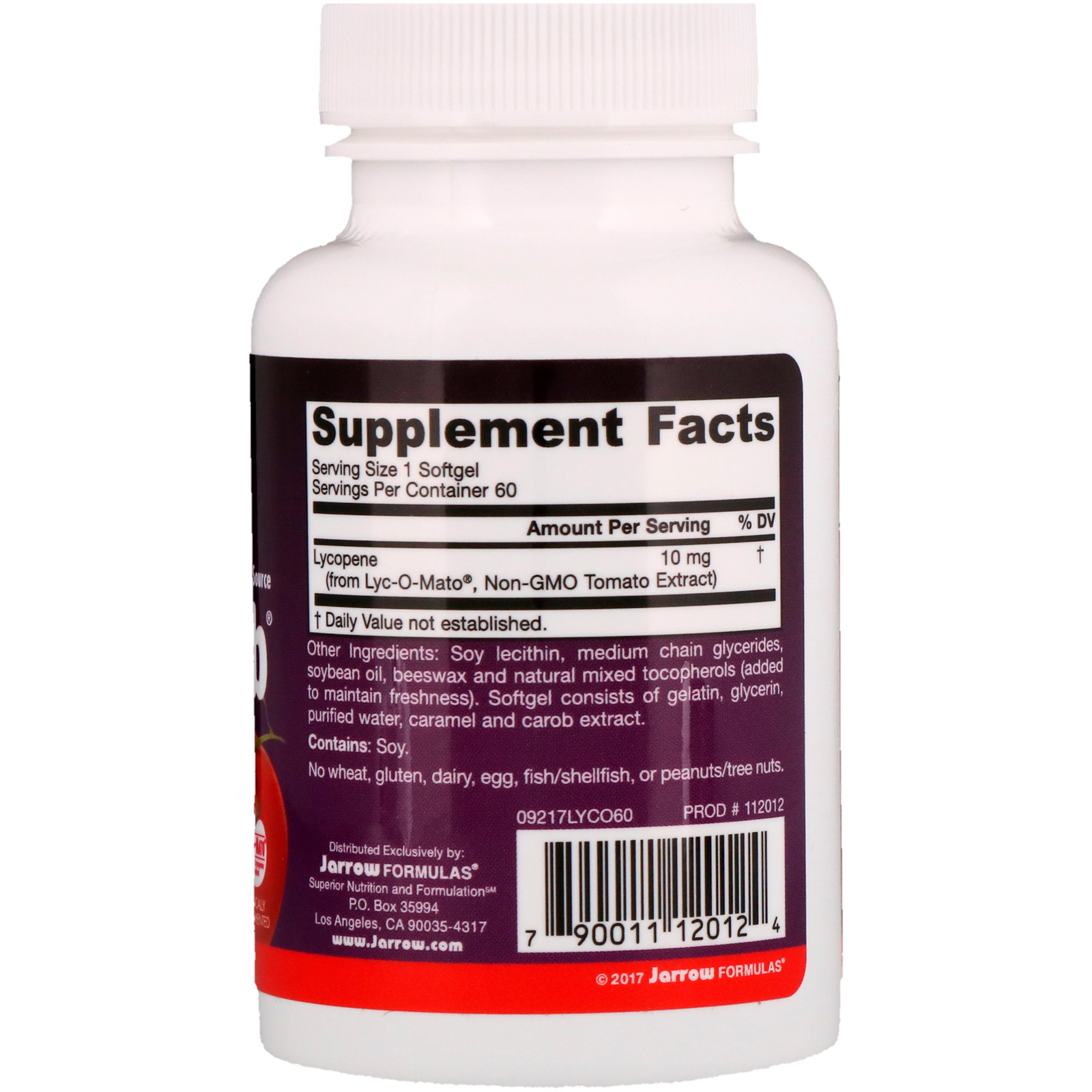 Jarrow Formulas, Licopeno Lyco-Sorb, 10 mg, 60 Cápsulas Softgel - Imagem 2