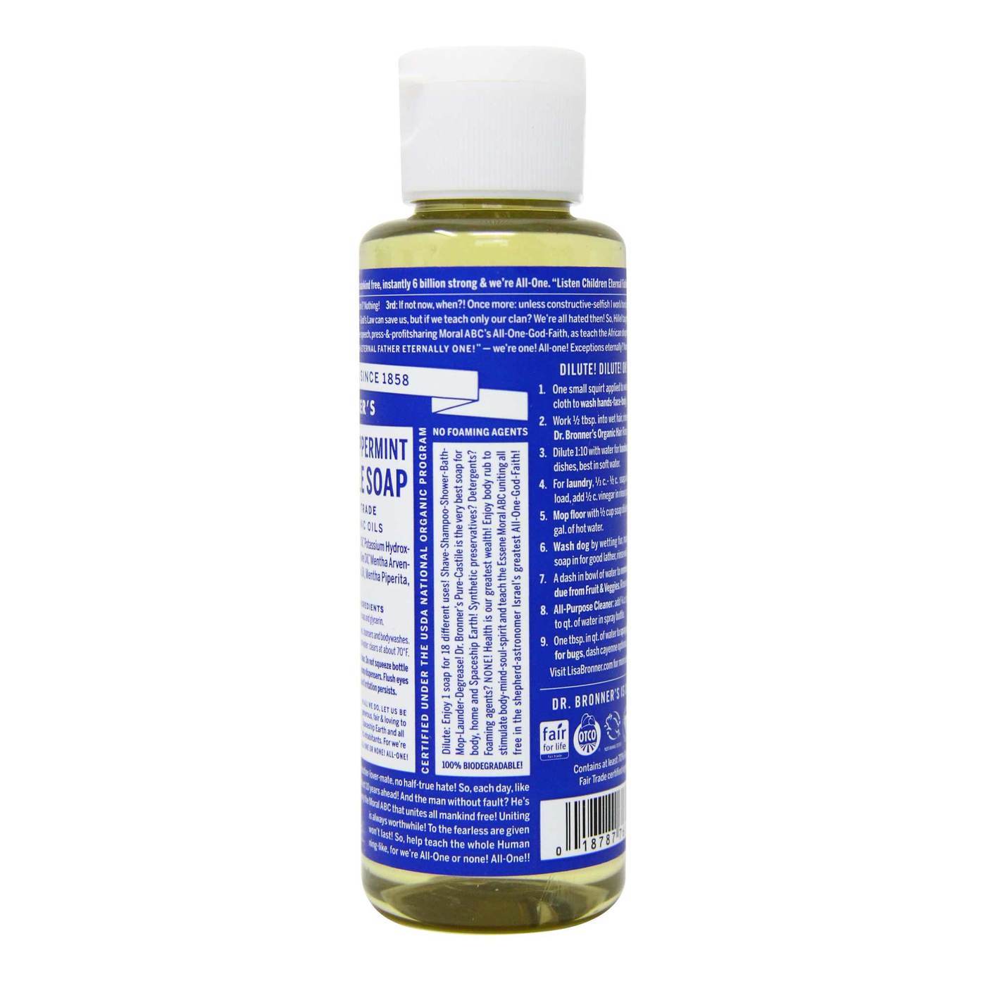 Dr Bronner Hortelã-pimenta Oil Pure Castela Soap Hortelã-pimenta 4 fl oz - Imagem 3