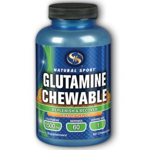 Natural Sport, Glutamina Mastigável, Sabor Laranja - 60 Pastilhas Mastigáveis