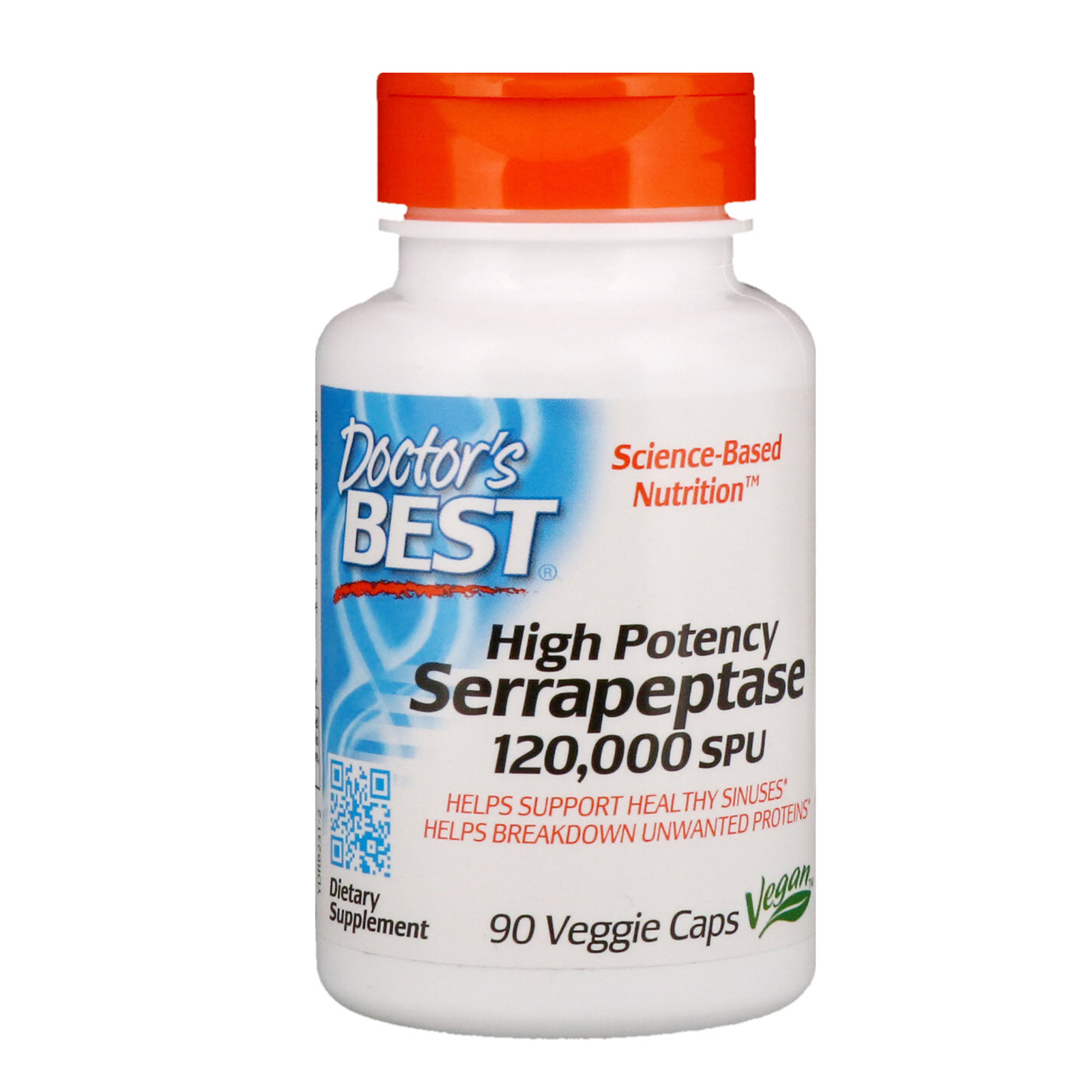 Doctor's Best, Serrapeptase de Alta Potência, 120.000 SPU, 90 Cápsulas Vegetais