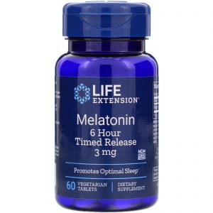 Life Extension, Melatonina, 6 Horas de Liberação Prolongada, 3 mg, 60 Comprimidos de Origem Vegetal
