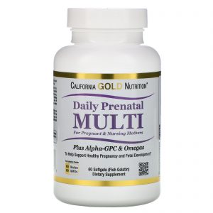 California Gold Nutrition, Multivitamínico Pré-natal para Grávidas e Lactantes, 60 Cápsulas Softgel de Gelatina de Peixe