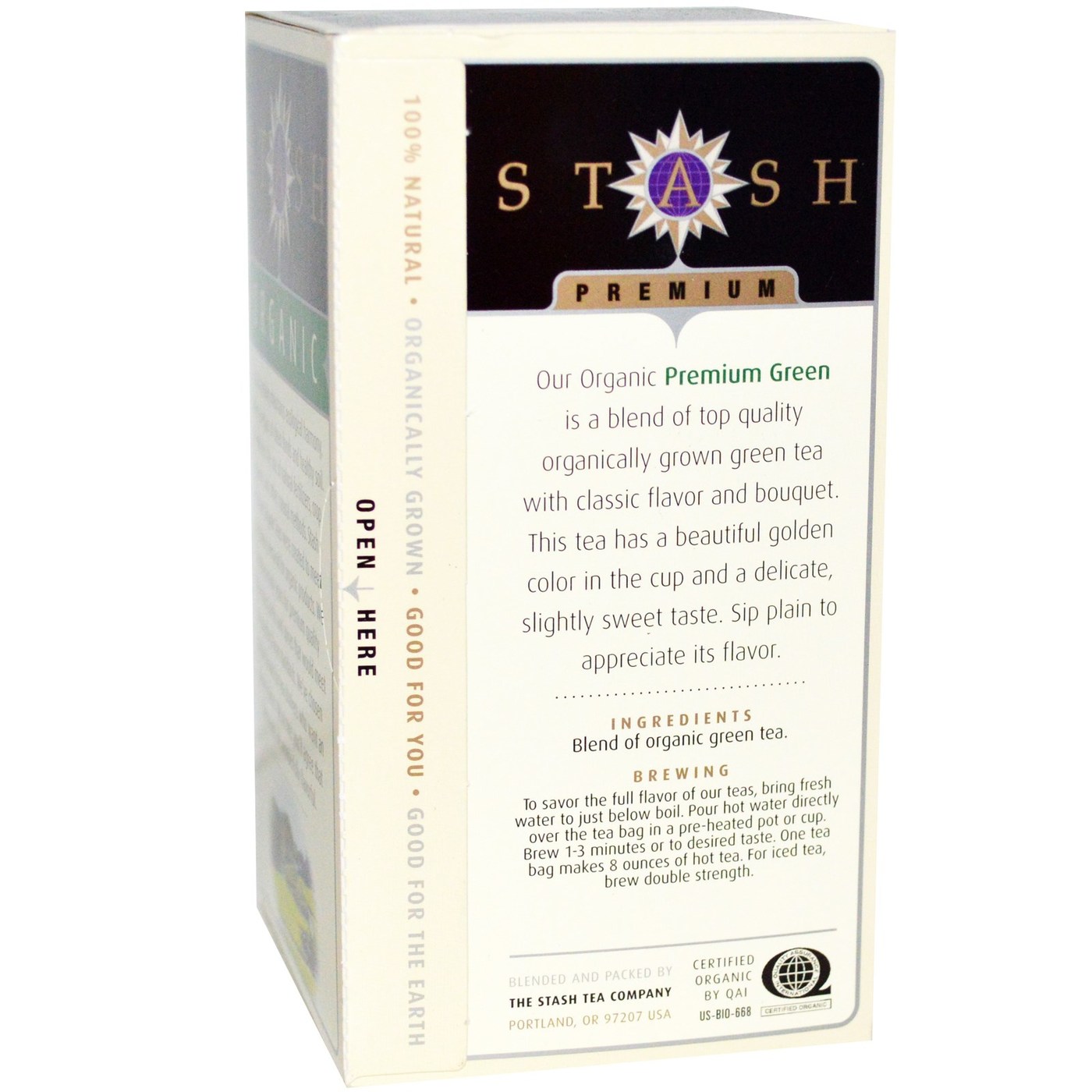Stash Tea, Chá Verde Orgânica Premium - 18 Saquinhos de Chá - Imagem 2