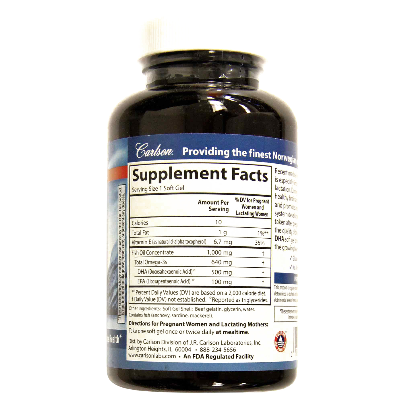 Carlson Labs, DHA 500 mg das Mães - 60 Cápsulas - Imagem 2