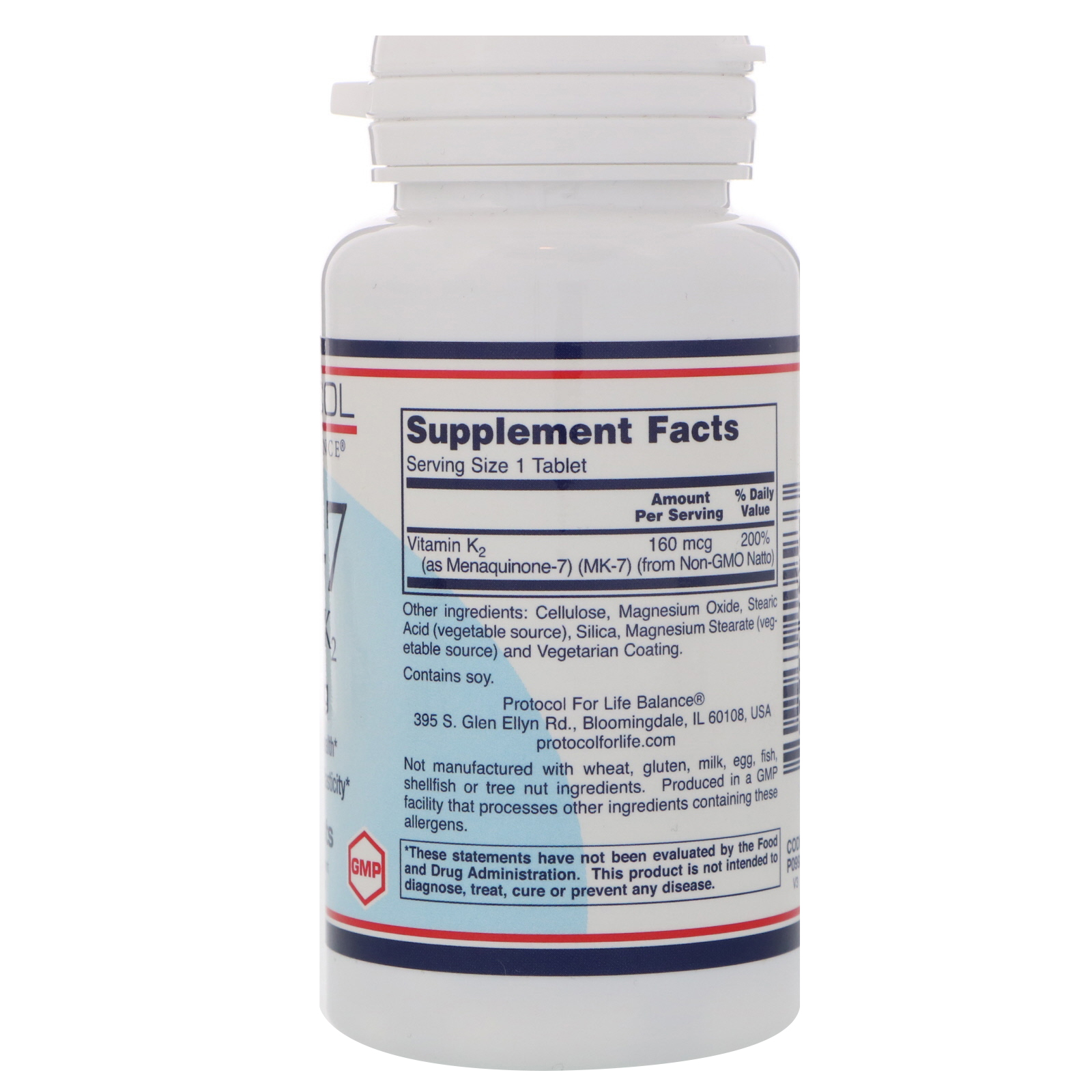 Protocol for Life Balance, MK-7 Vitamin K2, 160 mcg, 60 Tablets - Imagem 2