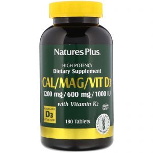 Nature's Plus, Cálcio/Magnésio/Vitamina D3, com Vitamina K2, 180 Comprimidos