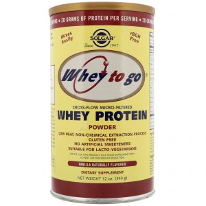 Solgar, Whey To Go, Pó de proteína Whey, Baunilha, 12 oz (340 g)