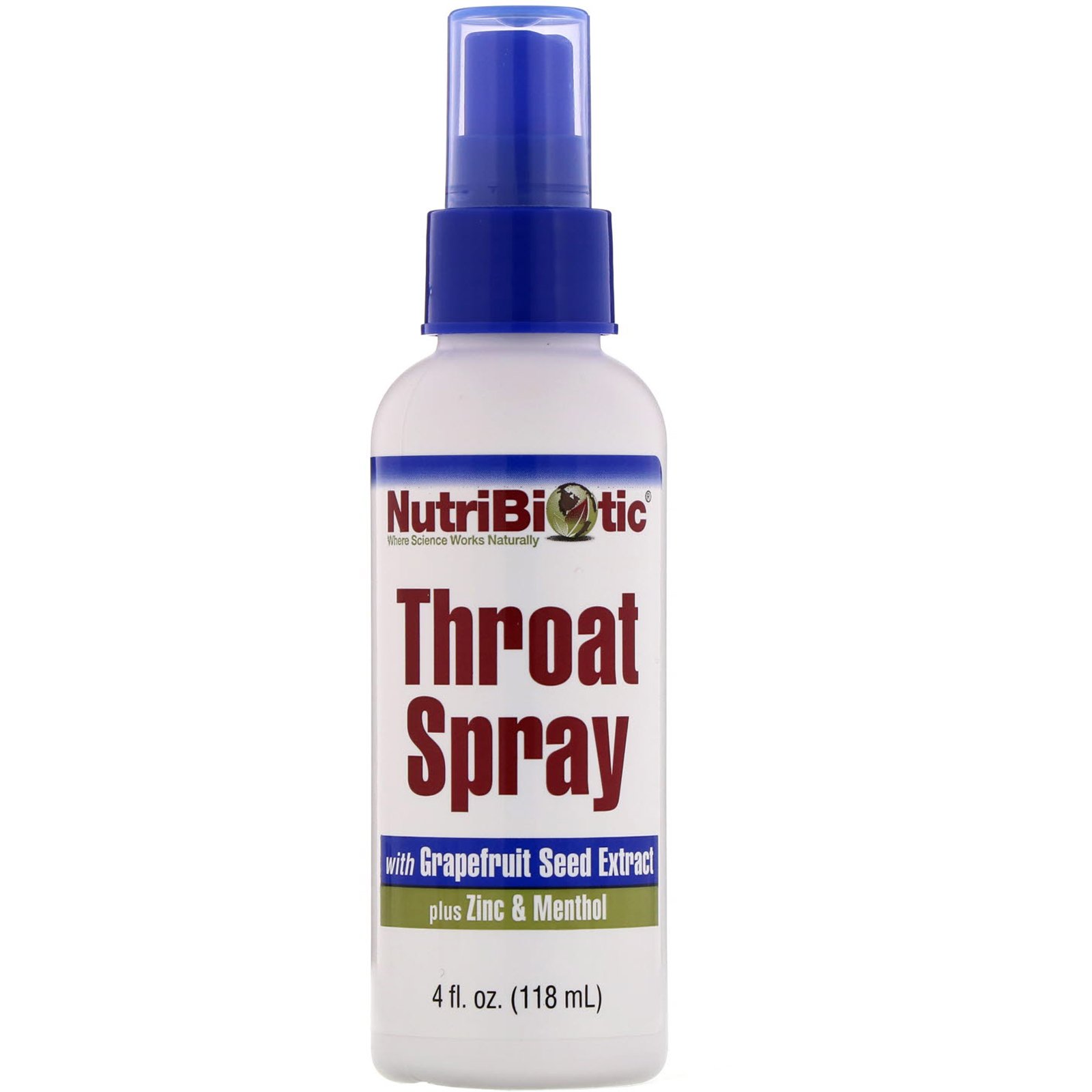 NutriBiotic, Spray para Garganta com Extrato de Semente de Toranja mais Zinco e Mentol, 118 ml (4 fl oz)