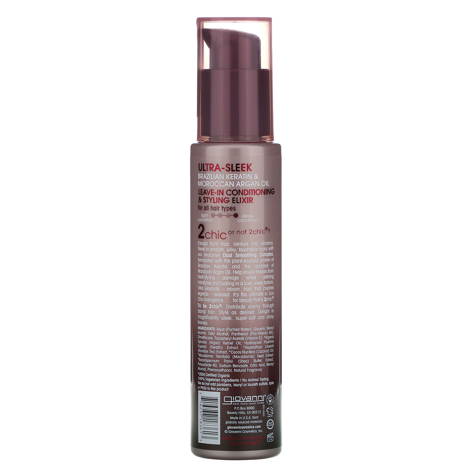Giovanni, Condicionador e Elixir Ultra Macio, Queratina Brasileira e Óleo de Argan, 4 fl oz (118 ml) - Imagem 2